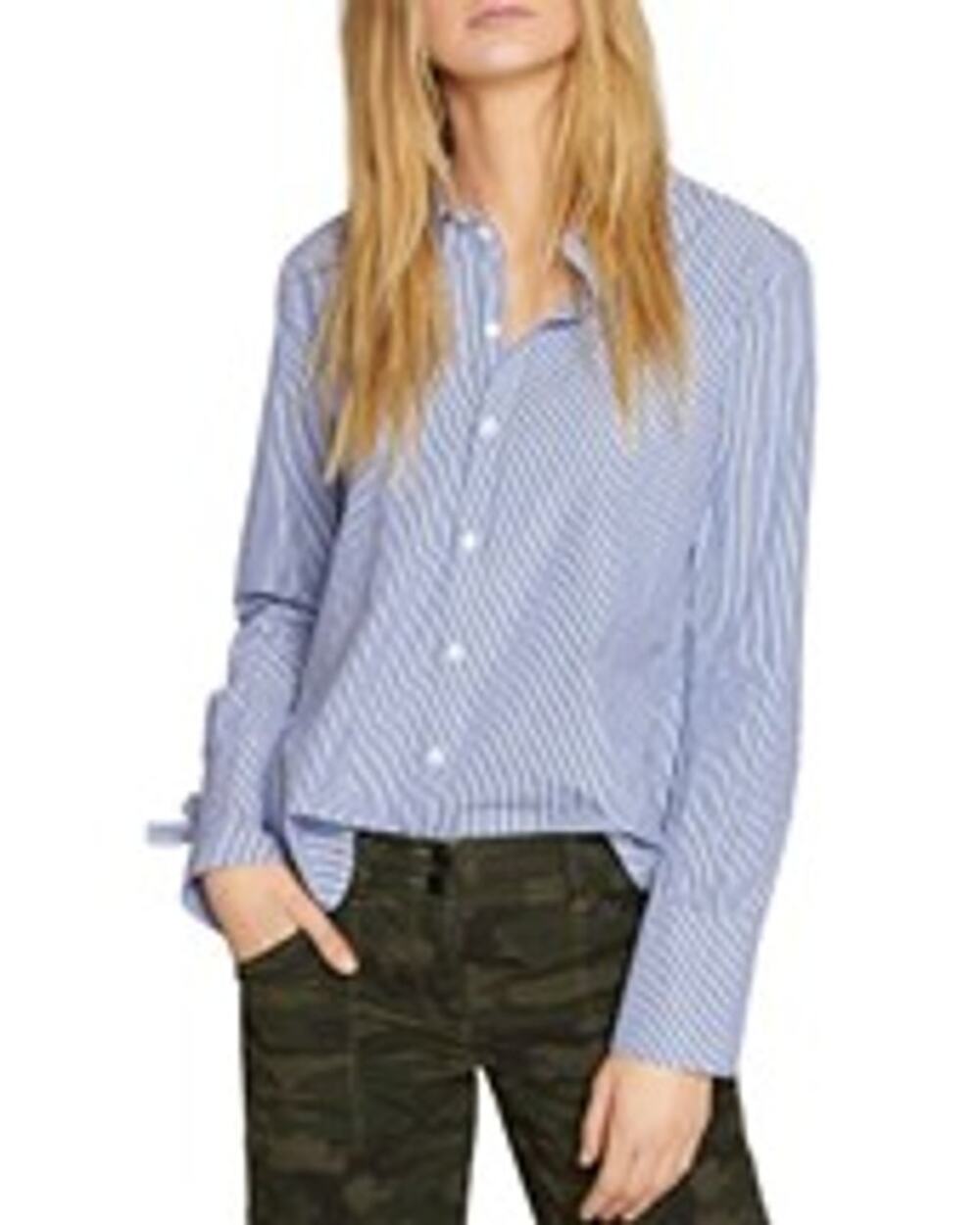 NEW Sanctuary Evereve Sorrel Tie Back Shirt Blouse Striped Nautical Blue XS